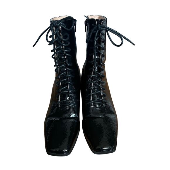 Journee Collection Covva Tru Womens Black Patent Vegan Leather Bootie Size 11 - Picture 2 of 10